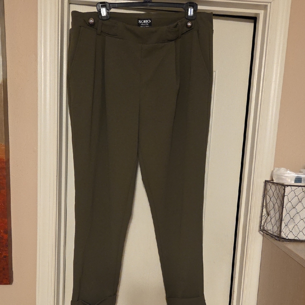 Soho Khaki Women's Straight Leg Trousers